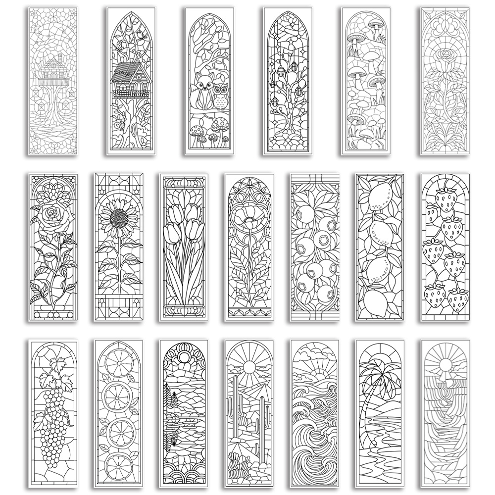 TEMU Lot de 20 marque-pages à colorier à faire soi-même - Marque-pages vitrail et pour lecteurs et amateurs d'art