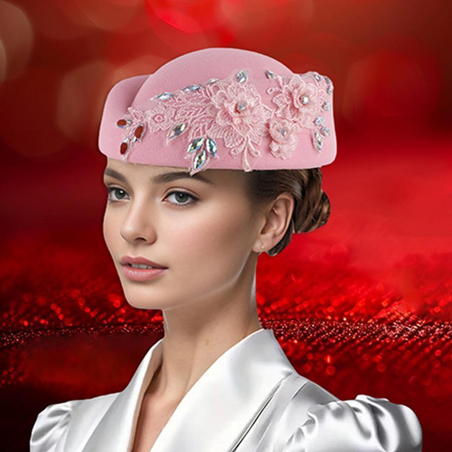 Vintage Floral Tilt‎ Pillbox Hat Flower Applique Retro Classic Ernie Church Cute Vintage 1940s Floral Fascinator Style Tilt Hat - Raleigh Vintage main image 4