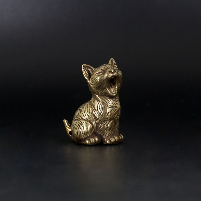 

Antique Brass Cat Figurines - Set Of Miniature Sculptures For Decor, Artistic Metal Tea Ornaments In Assorted Styles