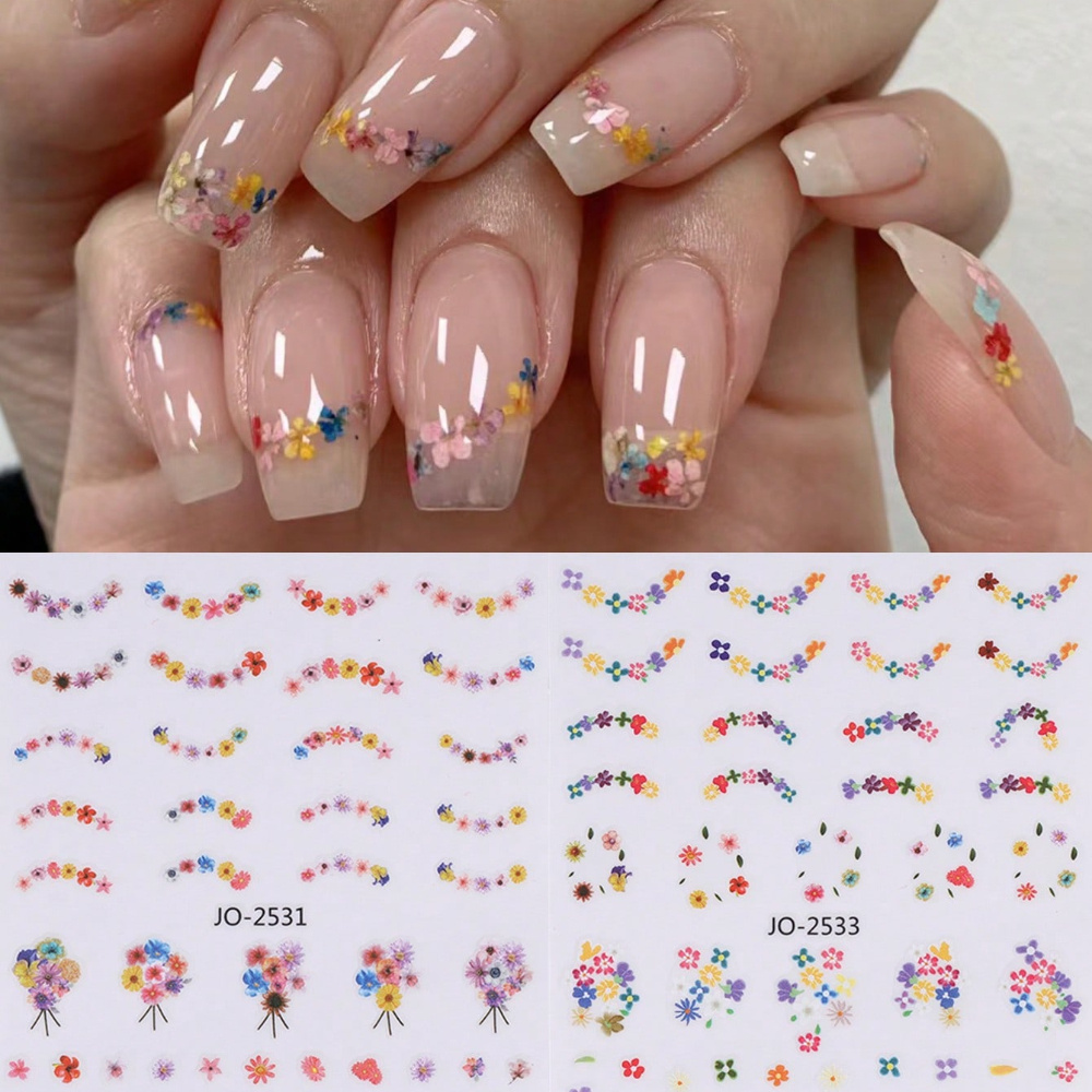 

Lot de 2 Autocollants d'Art d'Ongle 3D - Décalcomanies de Fleurs & Été -Adhésives Manucure DIY, , à Appliquer
