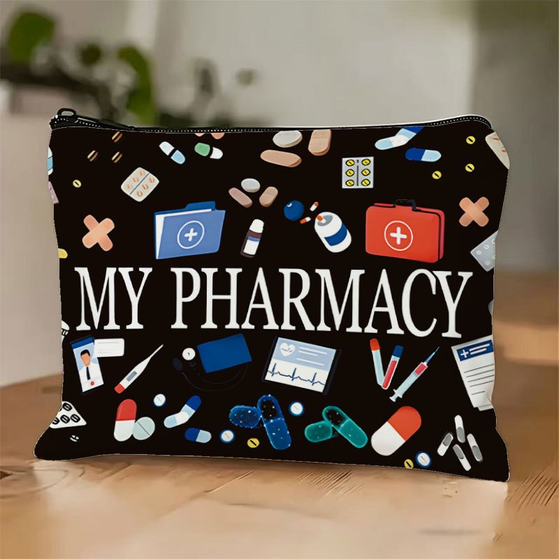 TEMU Bolsa de medicamentos para farmacias con estampado de coloridos, bolsa portátil para guardar píldoras, regalo para técnicos de , bolsa de
