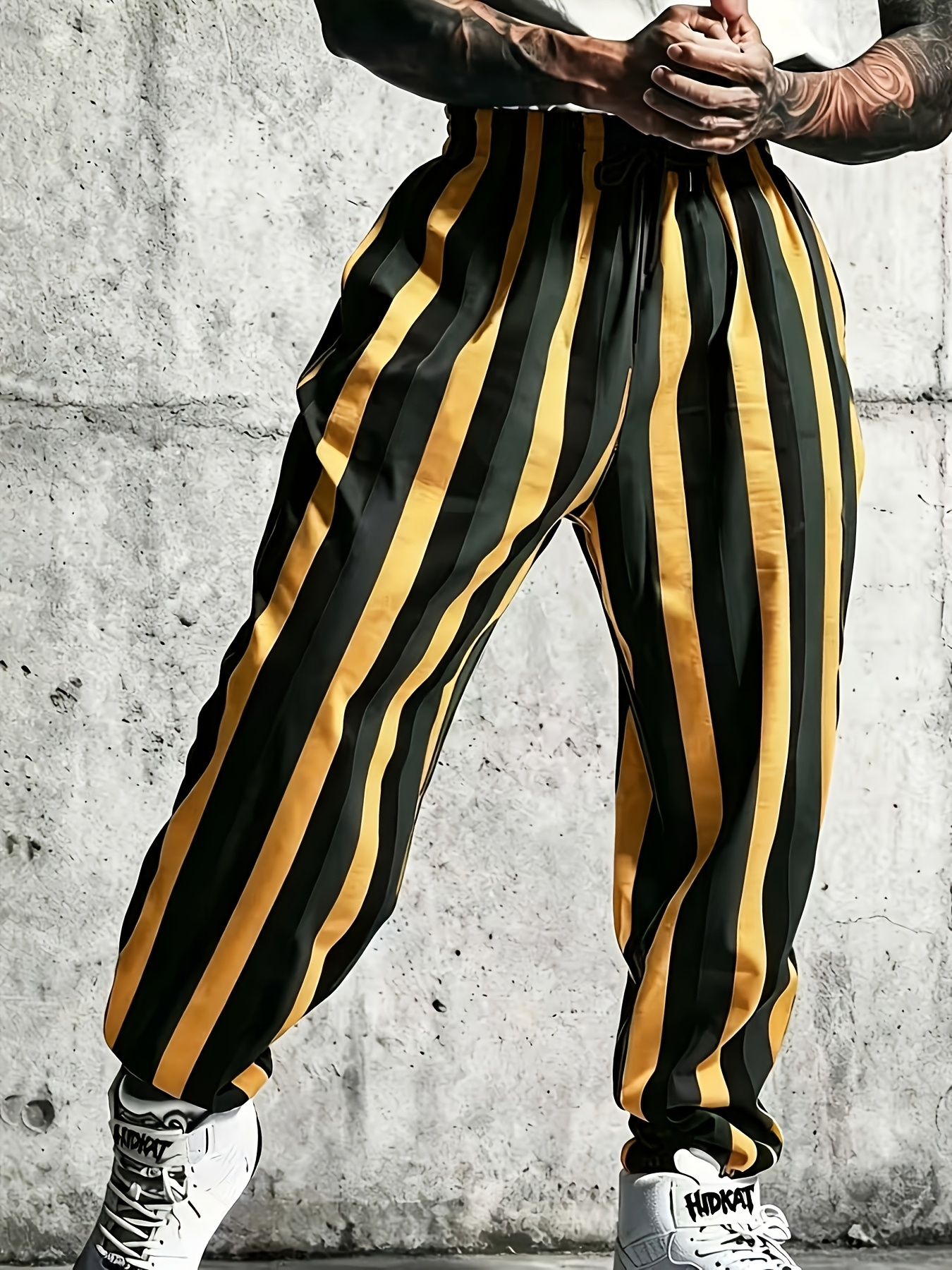 mens spring and autumn fashion three color striped casual trousers with drawstring waist and pockets stylish and retro suitable for outdoor leisure sports and daily wear   and autumn