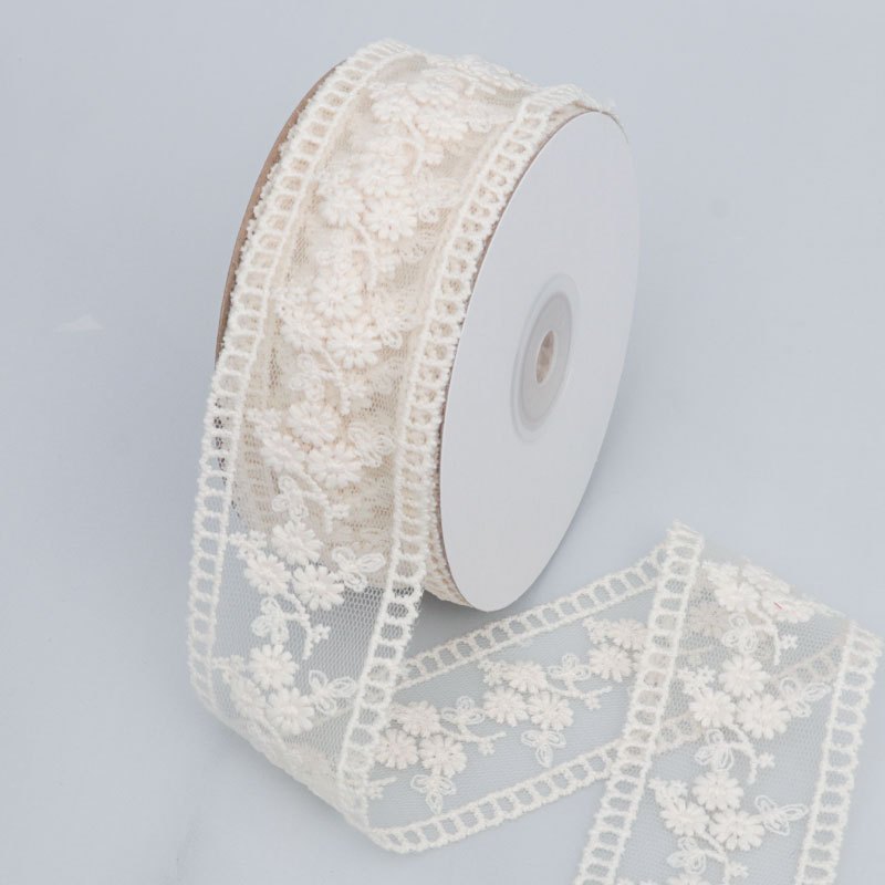 Image of Lace Jacquard Embroidery, Hollowed-out Lace Webbing, Bow Hair Accessories, Flower Packaging, Straw Hat, Clothes, Ribbons