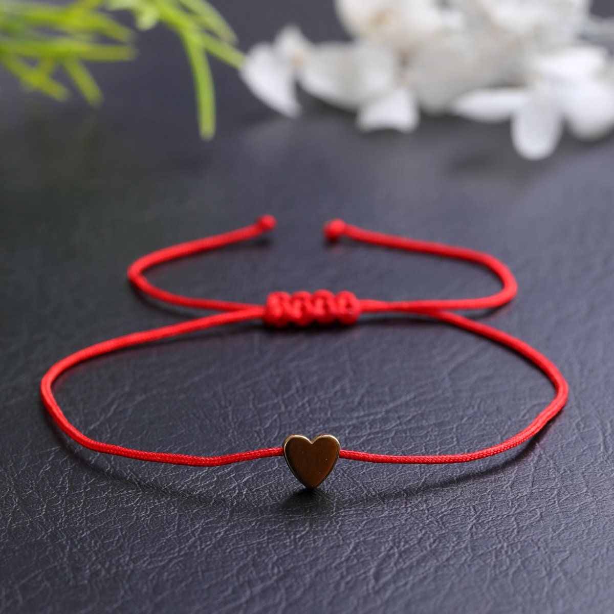 Bohemian Style Red Single Strand Black Onyx Peach Heart Friendship Bracelet For Women - Perfect Jewelry For Men And Women - Ideal Gift For / /family - Suitable For Occasions