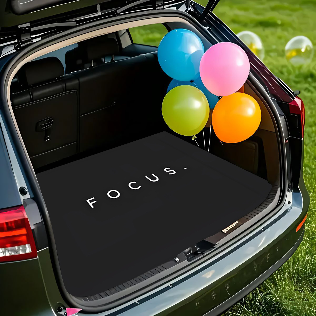 TEMU 1pc, Anti-slip Trunk Mat, Focus Minimalist Premium Text - Durable Polyester Material, Trunk Dry And Tidy, Enhances Car Interior, Car Trunk
