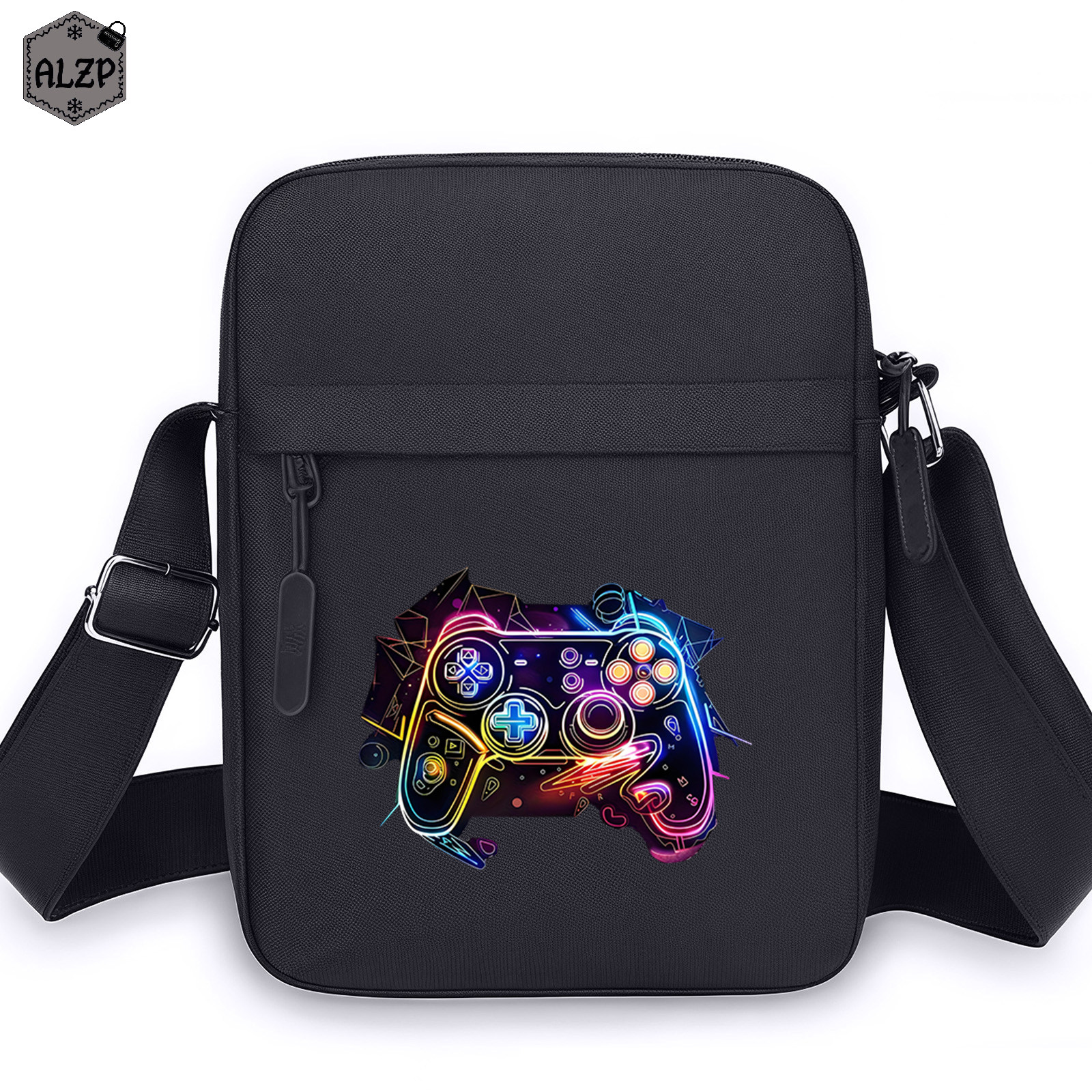 TEMU 1pc Neon Game Controller Crossbody Bag- Durable Oxford Fabric Gaming Sling Bag For Men With Multiple Pockets And Adjustable Strap, Perfect For