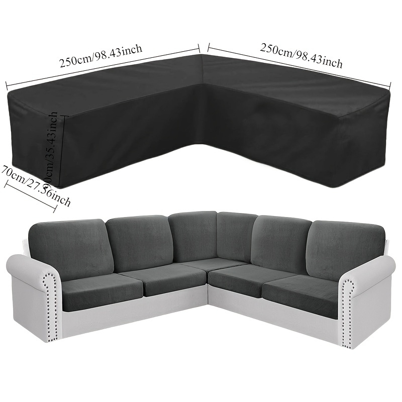 Outdoor V-shaped Furniture Cover - Uv Protection, Buckles And Drawcords For A , All Weather Black Sofa Cover, In Multiple Sizes