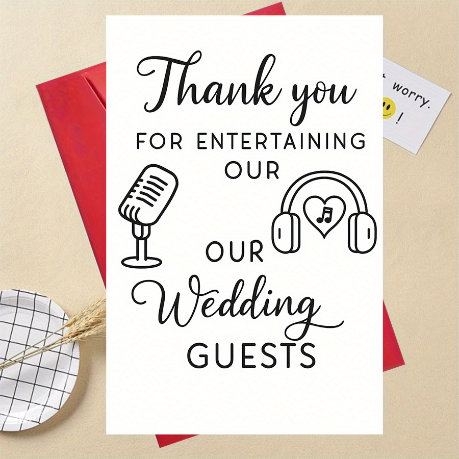 TEMU 1pc Wedding Thank You Card - Elegant Party Thank You Card With Microphone And , Suitable For Djs, Musicians, - Wedding Gift, Bridal Shower,