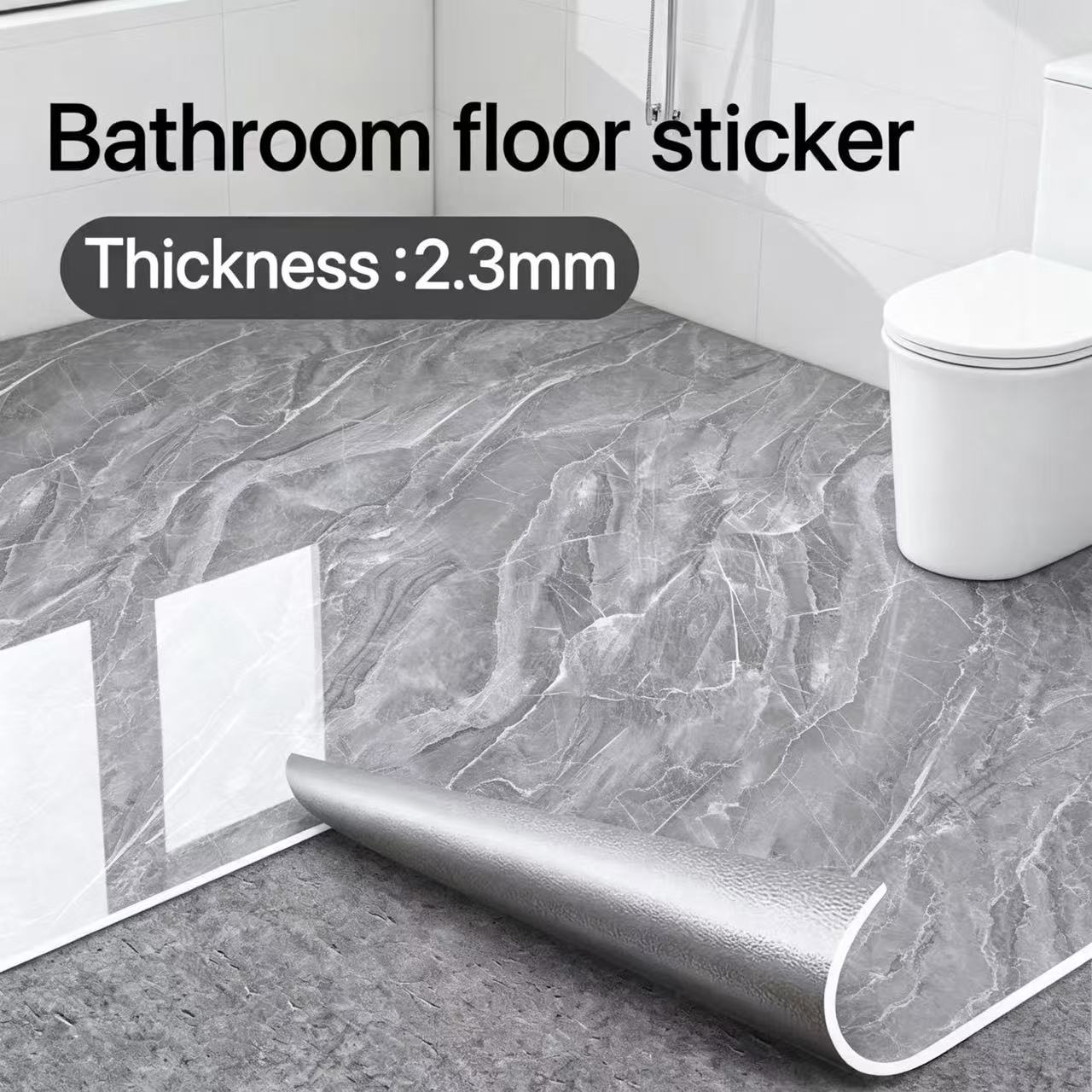 Image of Thickened Marble Floor Sticker, Self-adhesive Wallpaper, Ready To Peel And Paste, Used For Bathroom Kitchen Floor Wall Renovation Home Decoration Sticker