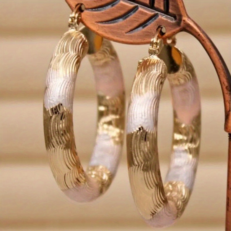 TEMU Pendientes circulares vintage elegantes con tricolor para mujer, ideales para uso diario, fiestas, ocio y banquetes