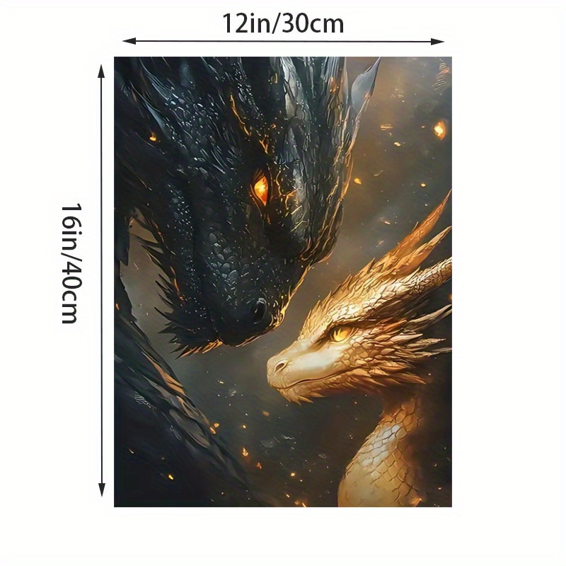 TEMU 2d Flat, 2d Flat, 1pc Of Frameless Artwork Featuring Tairn And Andarna From Wing, A Canvas Printed Poster, Fantasy Mural Decoration, Unique Art