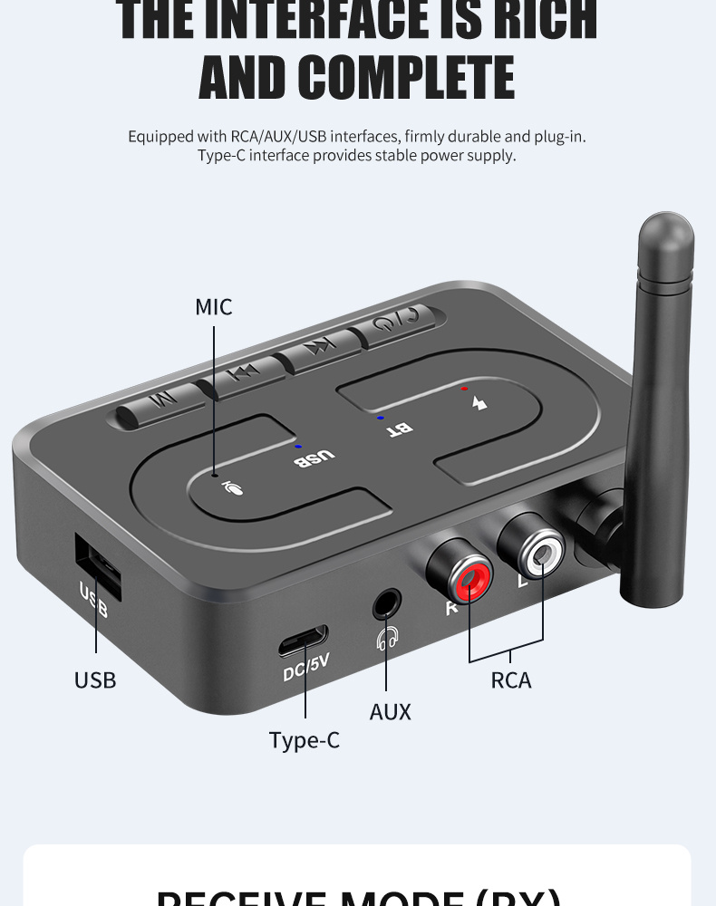Нов 6.0 Bluetooth приемник USB плейър цифров към аналогов конвертор 3.5mm аудио адаптер AUX