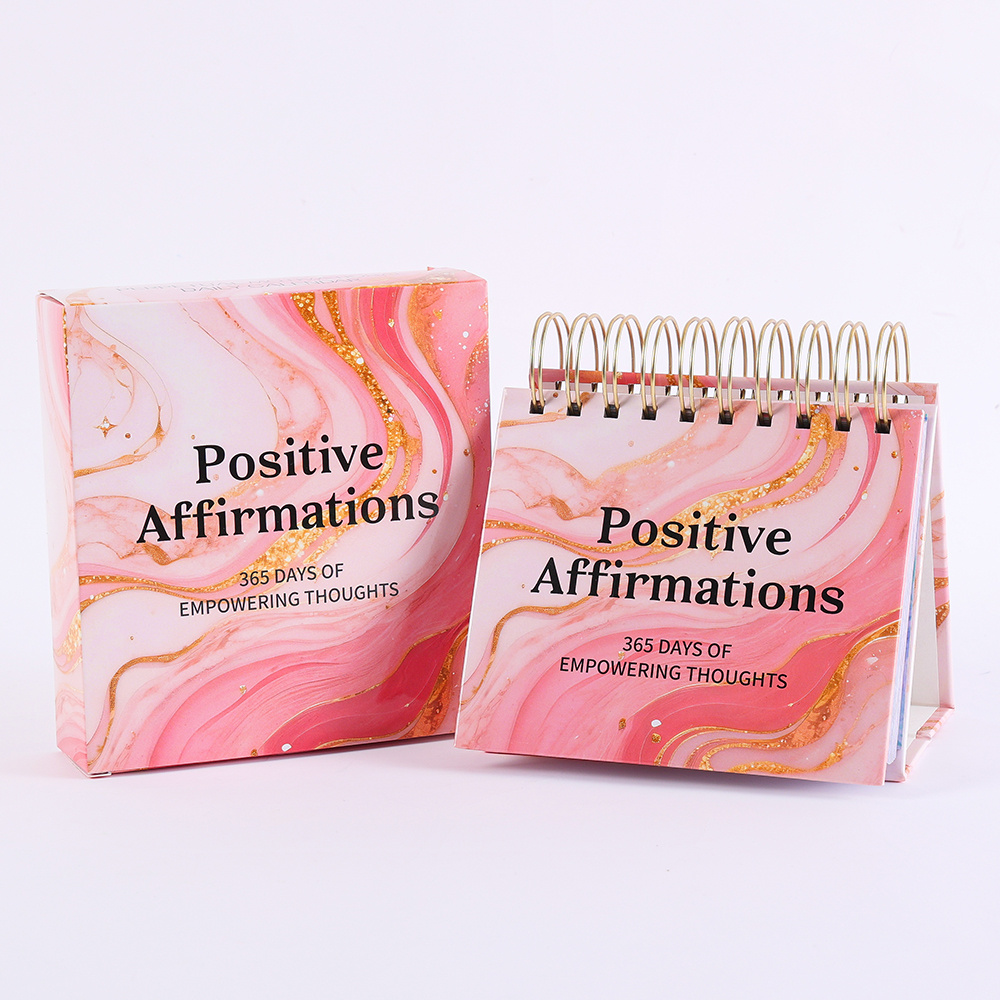 TEMU 365 Days Inspirational Flip Calendar, Undated Positive Affirmations With Vibrant Pages, Coil Standing Desk Accessory For Daily Motivation &