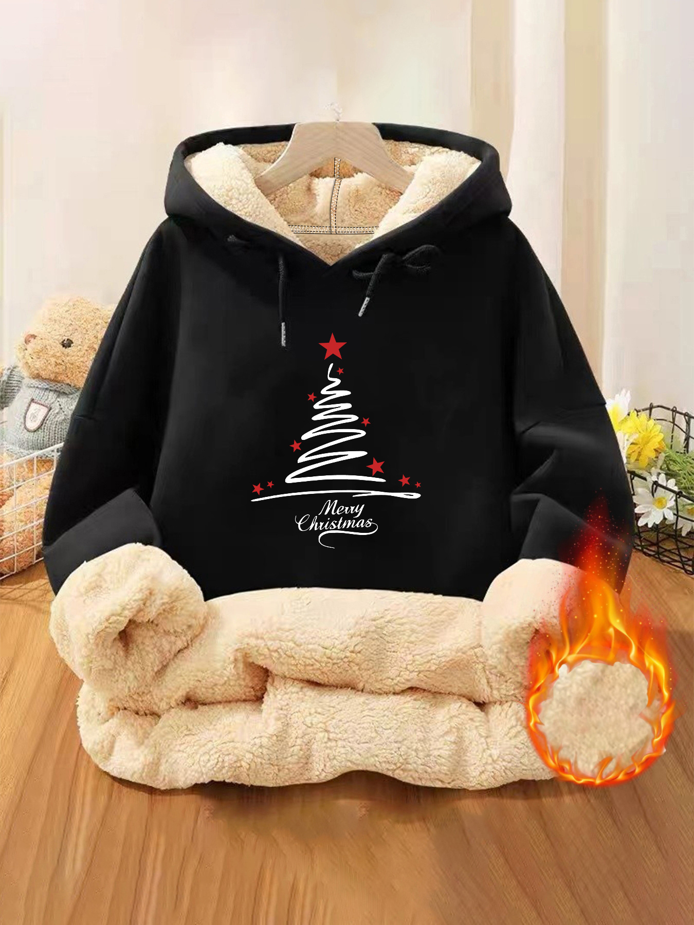 Hoodie Weihnachts Strickpulli Damen Hoodie Weihnachtspullover