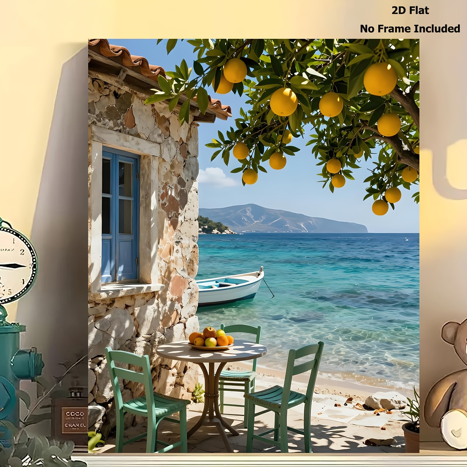 professional art use digital   oil painting kit featuring   scene of a   and round table     with a   seaside view 40x50cm 15 7x19 6inch an   artwork suitable for beginners   painting