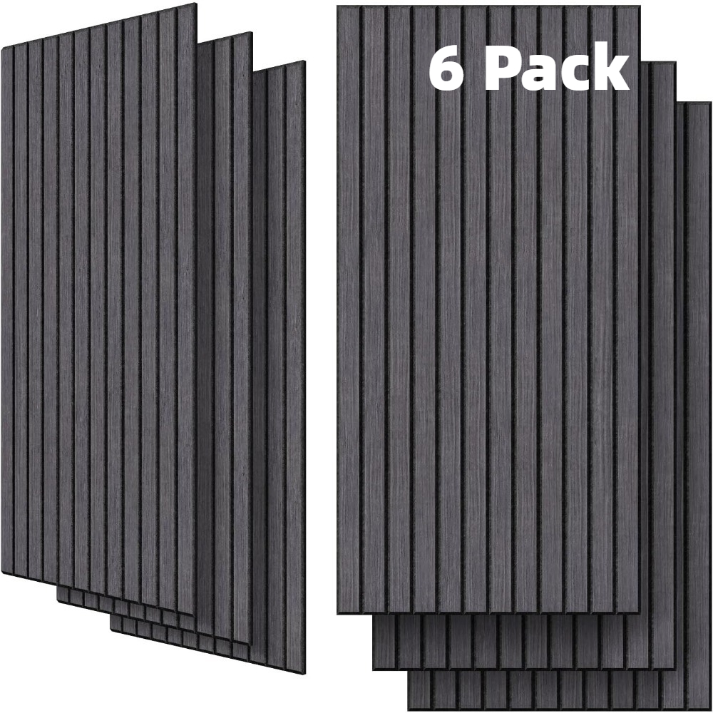 Set of 6 Acoustic Panels Measuring 23.6 by 29.97 cm, Designed for Soundproofing in Offices, Home Theaters, And Studios, Featuring a Walnut End