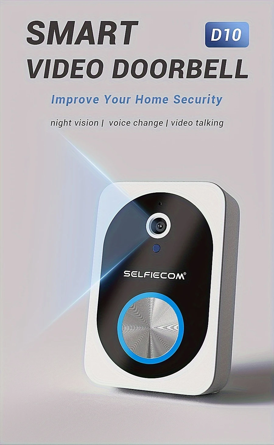 smart video doorbell with 2 4ghz wifi 480p hd night two way talk photo video recording 72 hour cloud storage change rechargeable battery usb powered wall mount design app control for wireless doorbells for home details 0