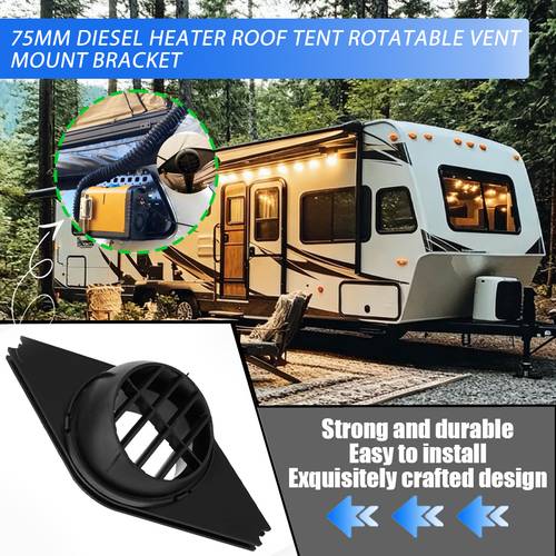 75mm ventilasjonsbrakett for dieselovn på taktelt, svingbar støtteholder for eksosluftkanal til taktelt, 75mm roterende ventilasjonsbrakett for dieselovn til campingbil, bobil, bobil, utendørs camping