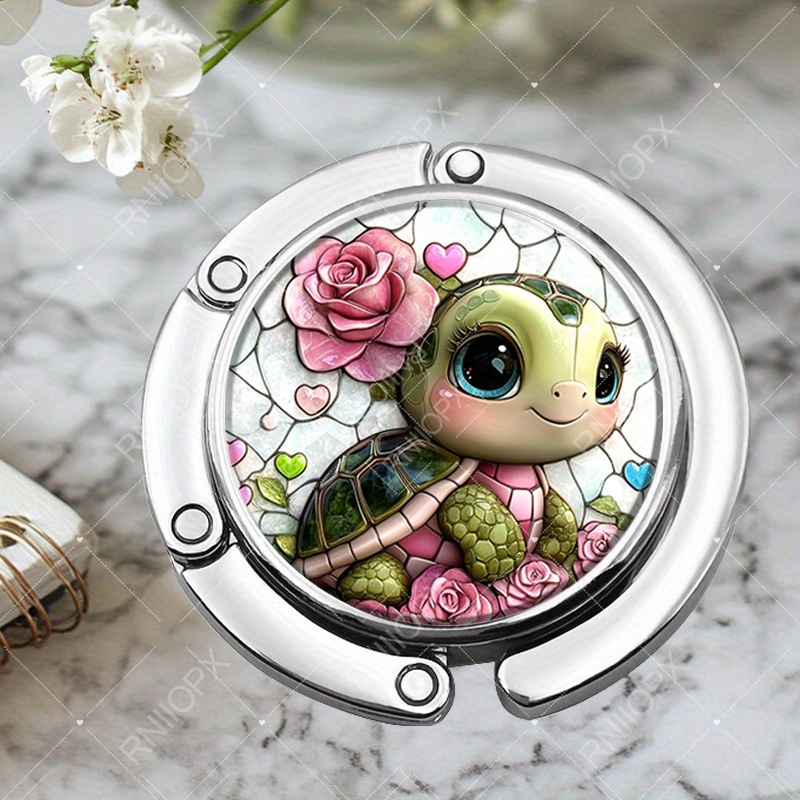 TEMU 1pc Of A Unique Portable Metal Round Folding Hook Featuring An Adorable Design, Suitable For Holding Purses, Handbags, Supporting Tables, And As