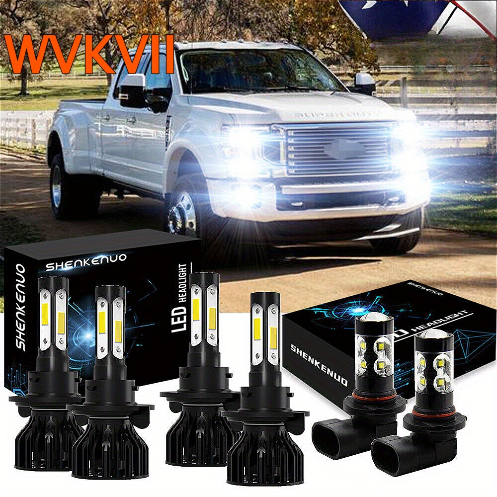 

Led Headlights Suitable For , F350, And Models From 2005 To 2019, Inclfor H13 High Beam, 9008 Low Beam, And 9145 Fog Light Bulbs, 6500k White Light, With 6 Bulbs, Without Battery