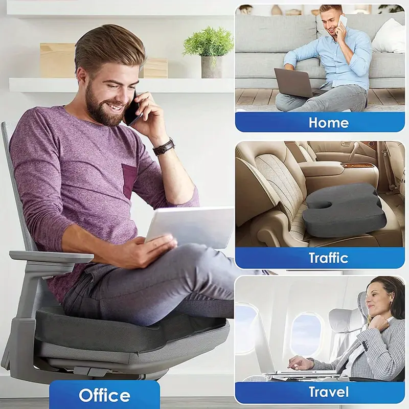 2pcs 1 seat pad 1 lumbar support pillow memory foam seat cushion lumbar support pillow set ergonomic office chair cushion for back car seat wheelchair gaming chair breathable machine washable cover Product details 4