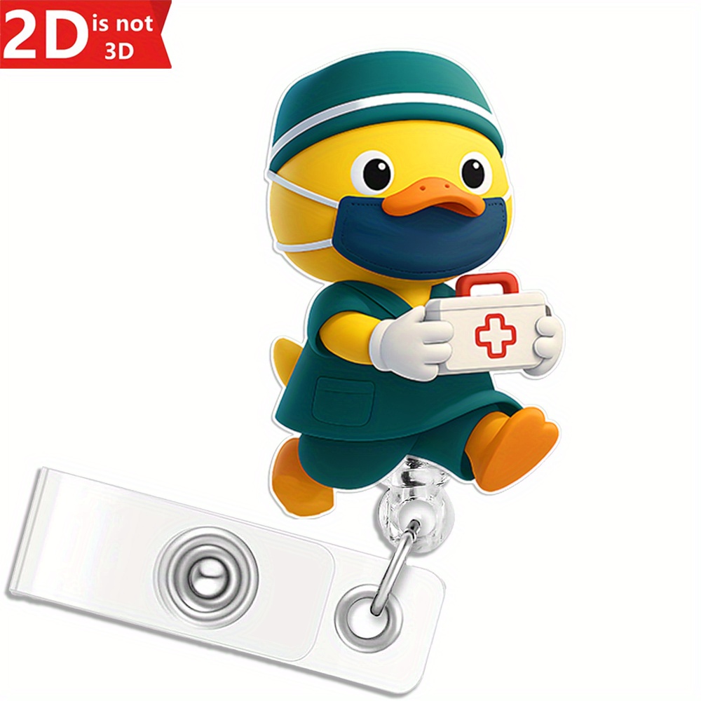 TEMU 2d 1 Cute Nurse Badge Lanyard - Retractable Id Card Holder With Acrylic Chain, Medical Theme Design, Suitable For , Students And Colleagues -