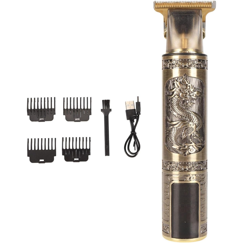 TEMU Men Electric Engraved Dragon Hair Trimmer, Rechargeable Quiet Hair Clipper Shaver With Guide Combs, Strong Copper Motor Efficient Grooming