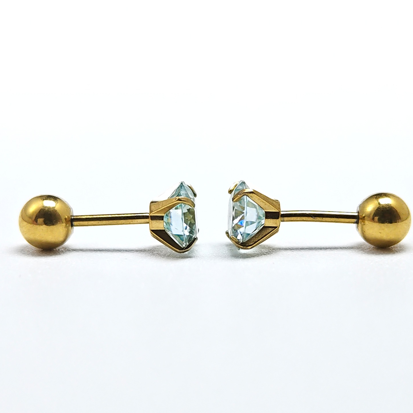 Unisex Light Blue Moissanite Stud Earrings, Stylish Gift