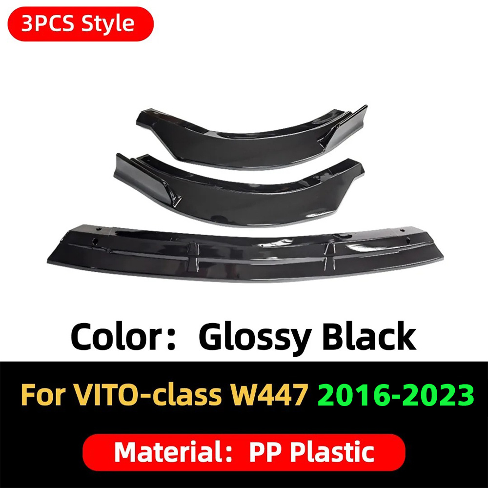 TEMU Front Lip 3pcs Carbon Look Blade Style Spoiler Kit For Mercedes-benz W447 // 2016-2023, Car Styling Parts