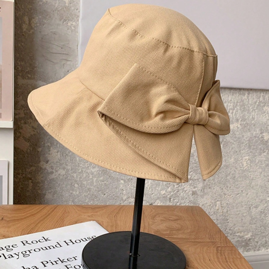 TEMU Women's Bowknot Bucket Hat, Spring/summer Outdoor Sun Hat, Face-covering Reversible Sun Hat, Reversible Solid Color Foldable Sun Hat, Suitable