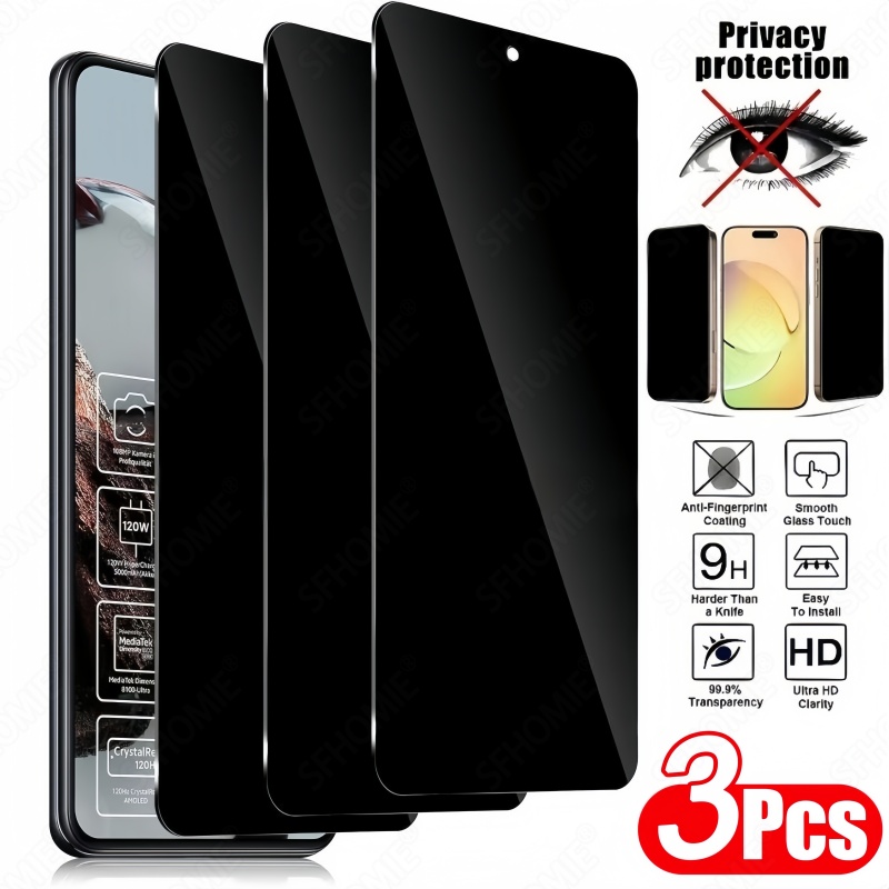 E-shop 3 Stück Privatsphäre-Schutzfolie für Xiaomi Redmi Note 12 13 14 Pro 4G 5G 10 10A 10C 12 12C 13 13C 14C Note 10S 12S Serie 28° Seitenblick Schutz