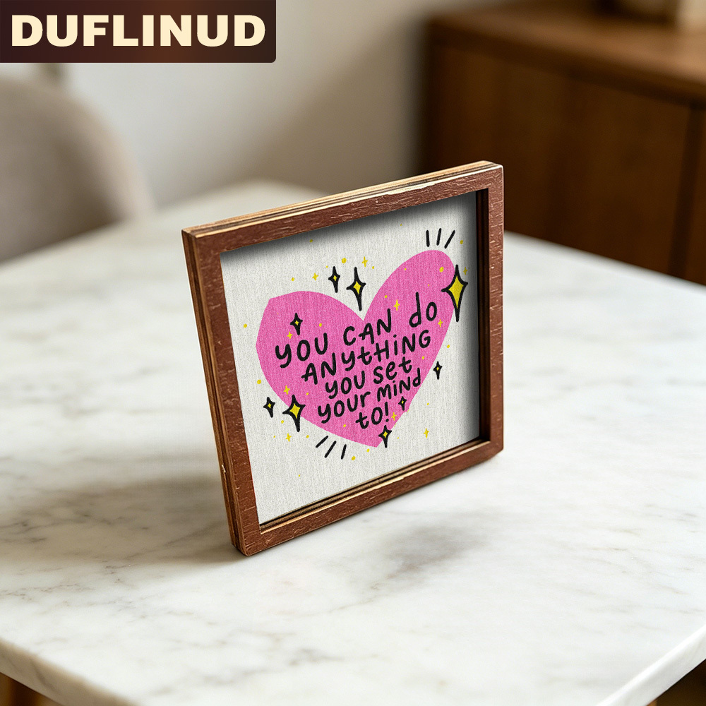 TEMU Inspirational Heart-shaped Refrigerator Magnet, Mini Decorative Art, Tiny Pink Heart-shaped Decorative Plaque With Motivational Quotes, Wooden