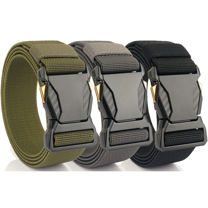 Image of 3pcs Tactical Elastic Belt - Quick Release Work Belt, Unisex, Suitable For Outdoor Sports, Hiking, Hunting Pants, Jeans, Casual Pants, And Golf, Christmas Gift