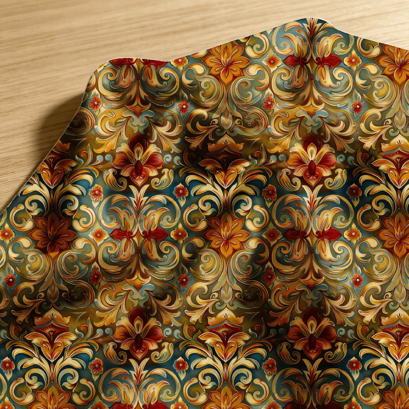 TEMU 1pc Of Warm Autumn- Gorgeous Floral And Scrolling Vine Pattern Fabric, Available In Multiple Sizes, Soft And Comfortable Fabric, Diy