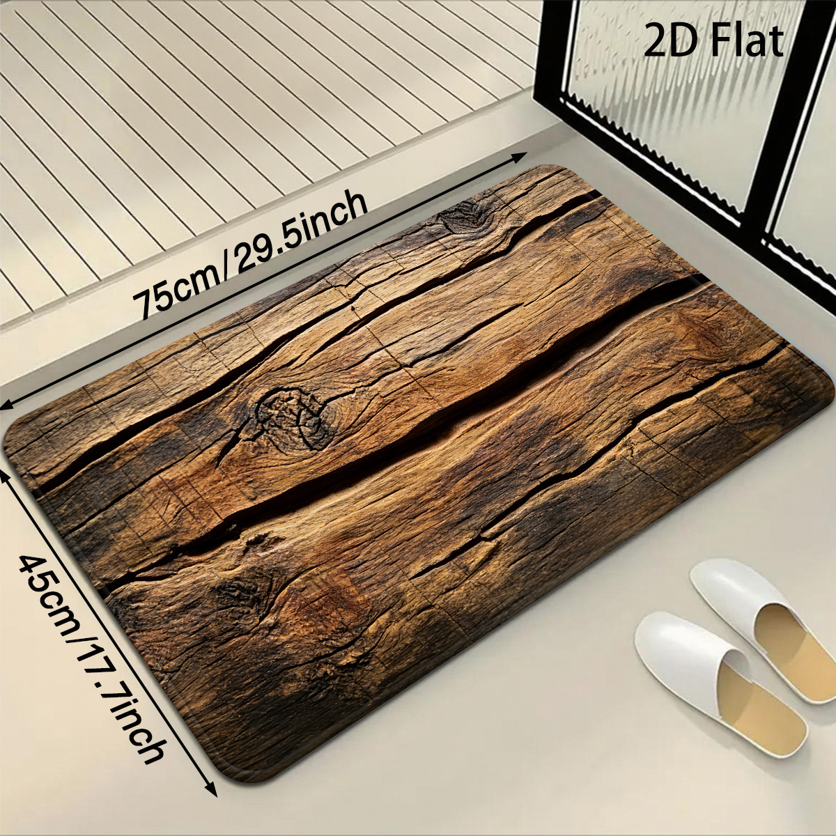 TEMU 2d Flat, 2d Flat, 2d Flat Printing Vintage Wood Grain Bathroom Mat Country Style Bathroom Mat Carpet Bathroom Decorative Mat Suitable For