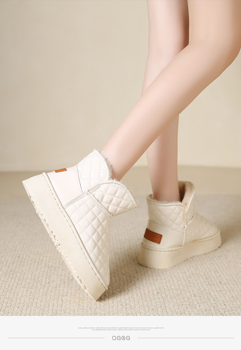 womens winter snow boots with h shaped lift height increase high quality non slip fleece lined thickened pu upper rubber sole beige black grey warm ankle boots for   slush all terrain Product details 23