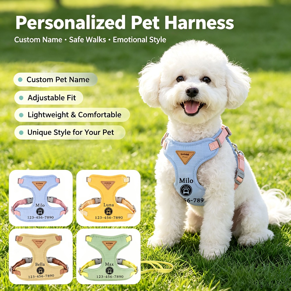 Pet Anti-Pull Harness with Personalized Name and Phone Number