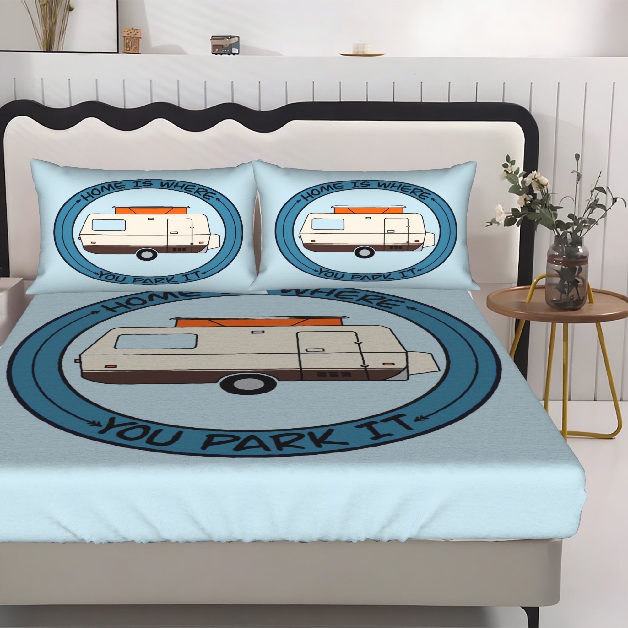 the trollpan fitted sheet set consisting of three pieces with a matching design adds a gentle decorative touch to bedrooms ideal for your for home or enhancing apartment living