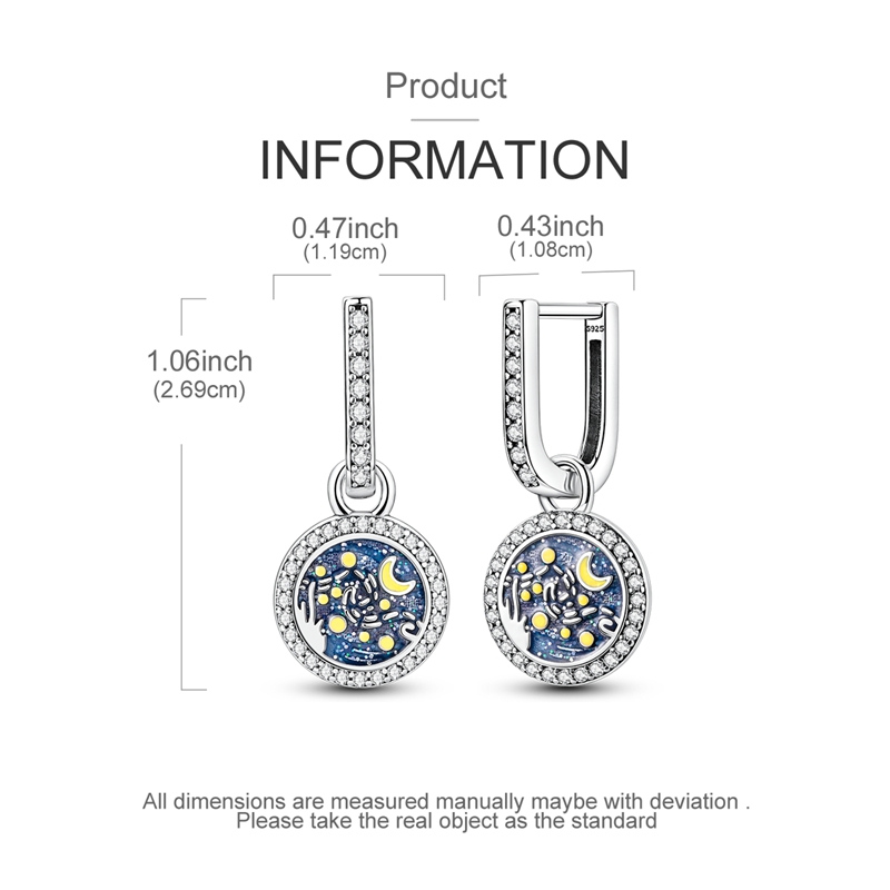 Women's 925 Sterling Silver Fireworks Under the Moon Earrings