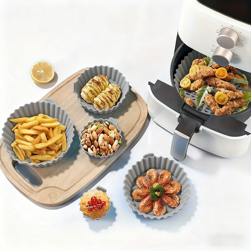 7pcs Baking Set for Air Fryers: Includes 6 Non-Stick Liners in Various Sizes And a 7-Hole Cake Mold with Scalloped Edges, Easy to Clean And Reusable – Ideal for Air Fryers, Ovens, And Microwaves – a Must-Have for Your Kitchen