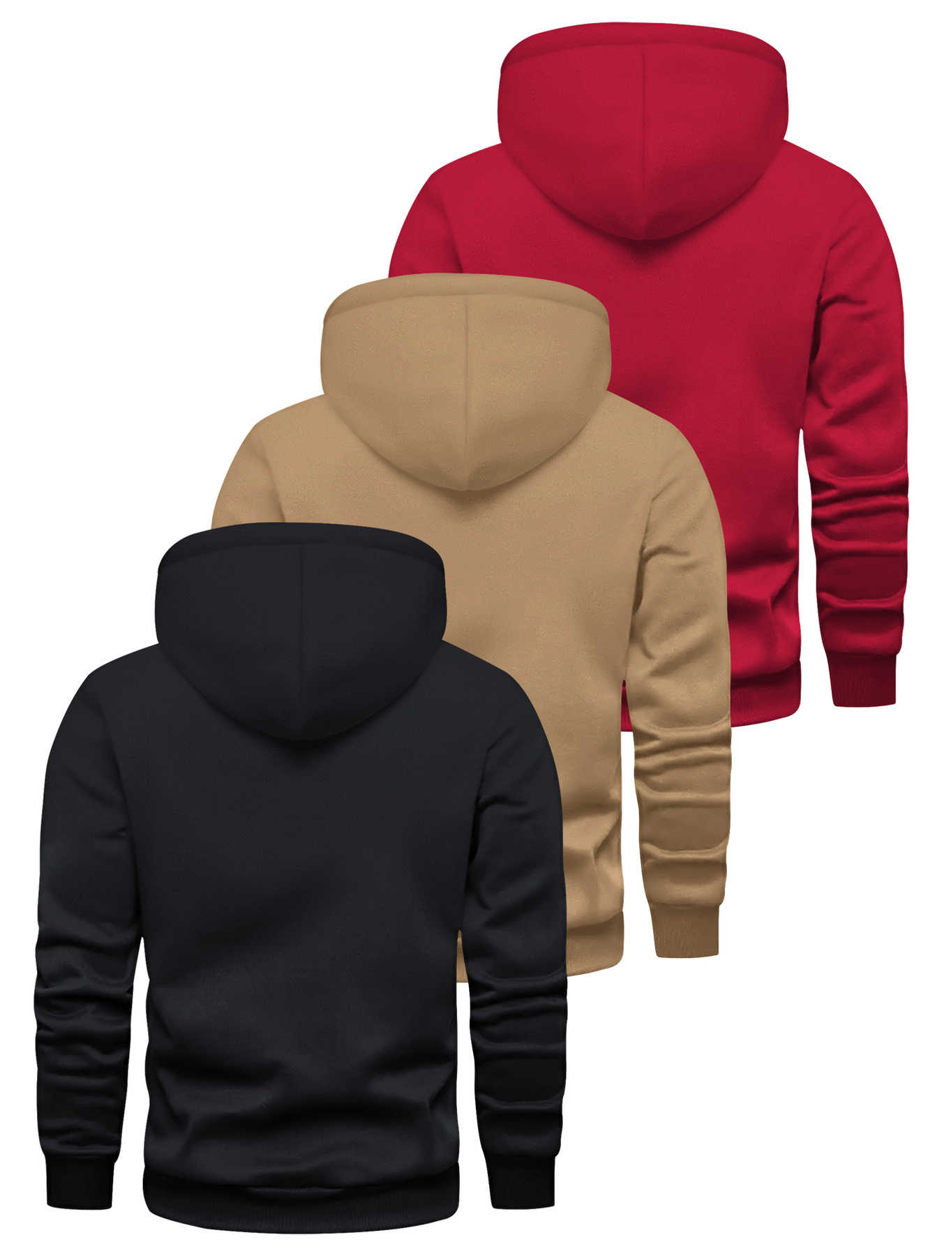 Men's 3pcs Hooded Sweatshirt Set, Long Sleeve Pullover with Kangaroo Pocket and Drawstring Hood, Graphic Print Streetwear for Gym, Jogging, Outdoor Activities, Machine Washable Casual Autumn/Winter Sportswear, Ideal for Daily Wear and Outdoor Use