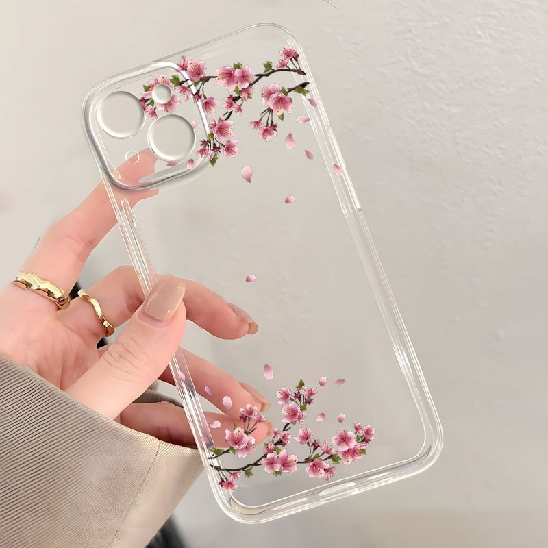TEMU 360-degree Full Protection Phone Case With Plum Design For Iphone Models 11, 12, 13, 14 Pro Max, 15, 16, Xr, X/xs, 7, 8 Plus, Se, And Mini -