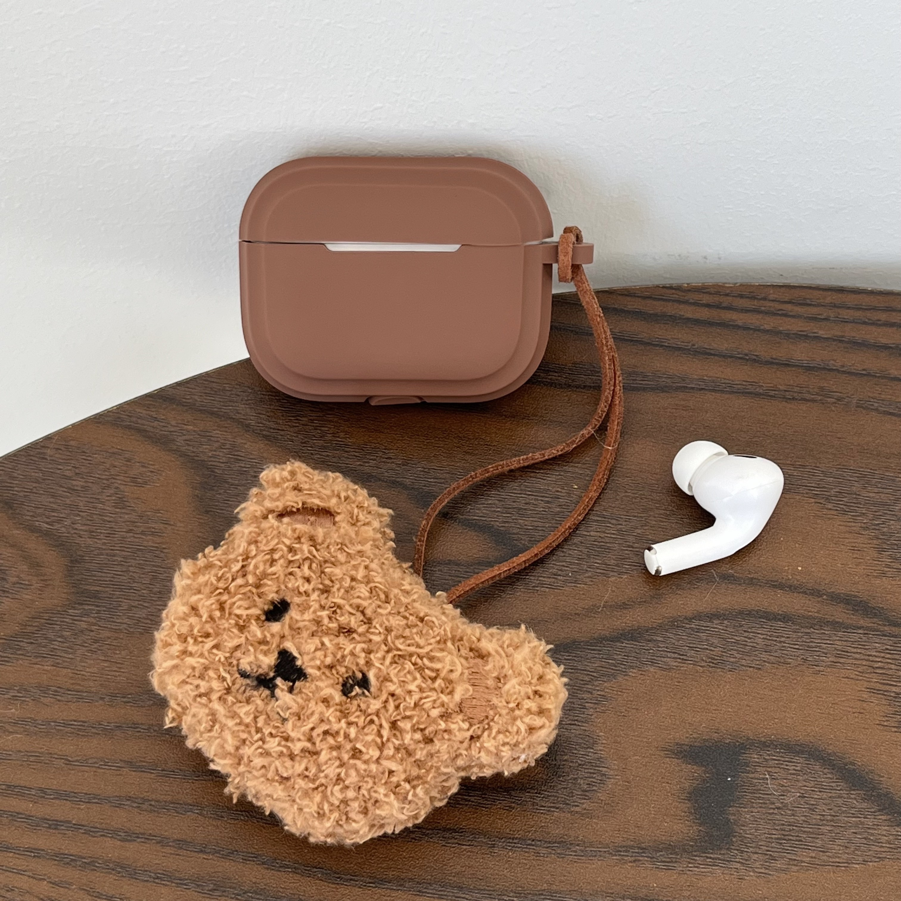 2pcs Cute Bear Pendant Earphone Case for Apple for airpods pro2, for AirPods 4/3/2/1, Multi-Model Selection, Soft Faux Fur Cover with Keychain