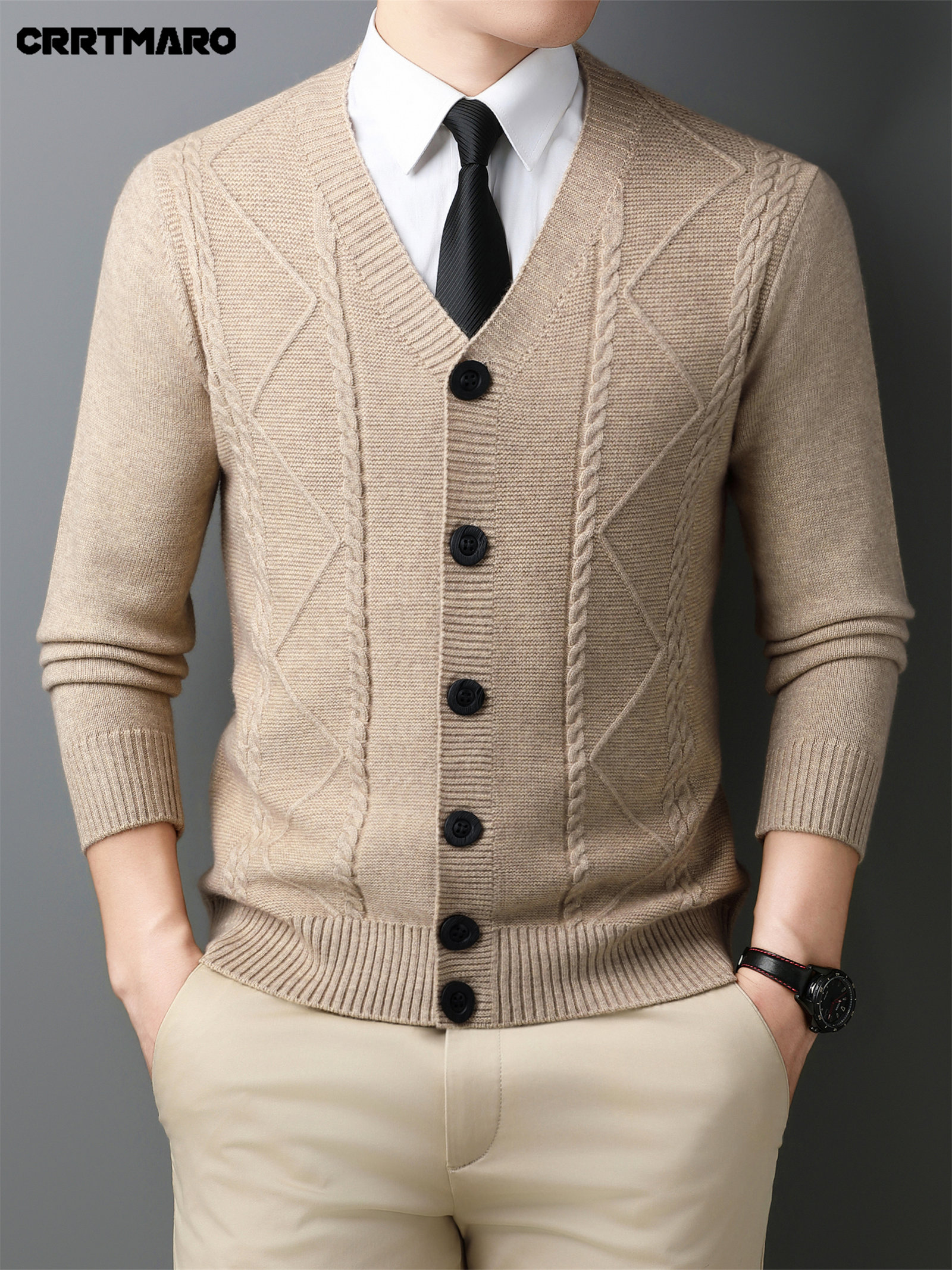 Men'S Wool Blend, Thick Knit Cardigan, Warm Casual Layering Top for Fall And Winter