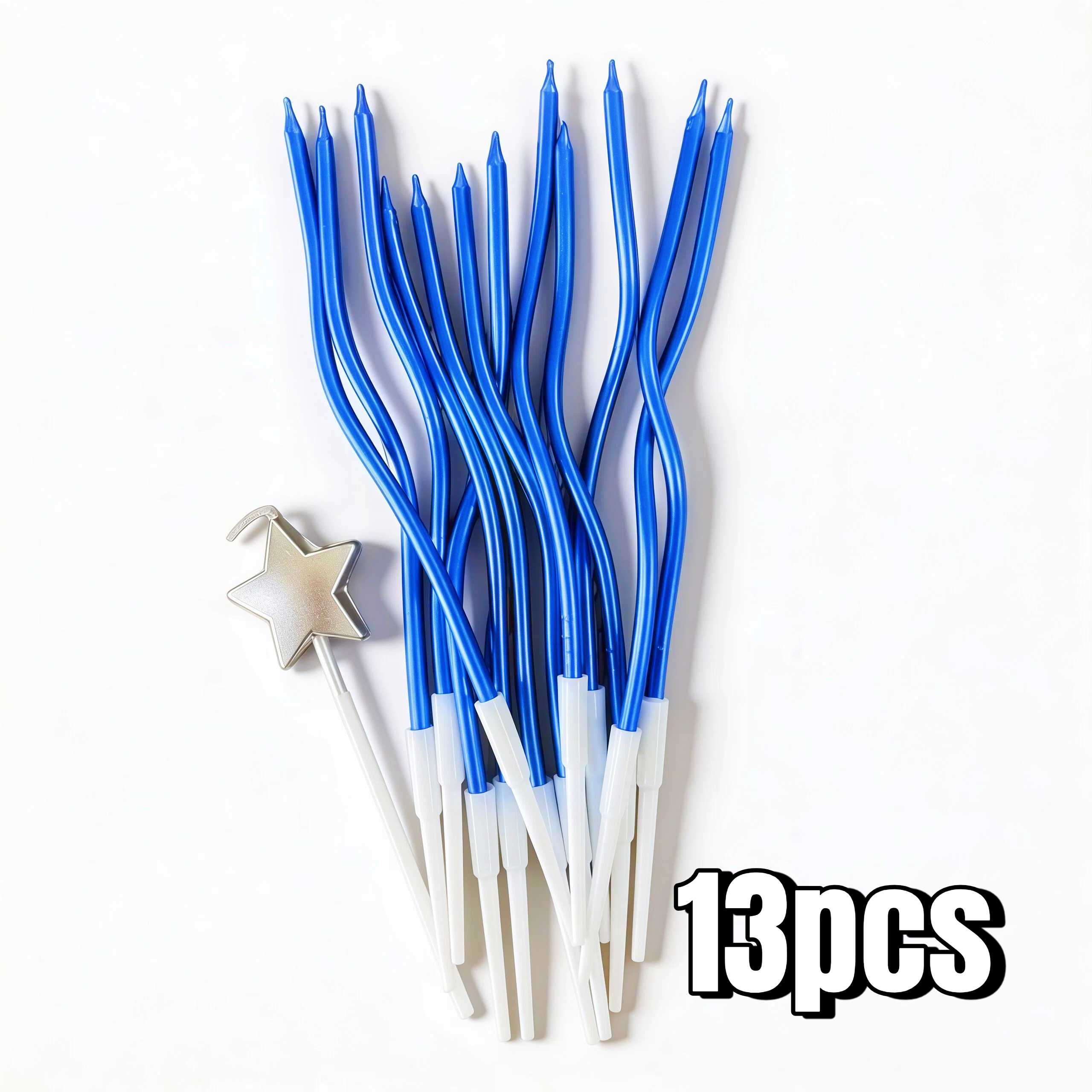 13pcs Birthday Candles Set, 12pcs Blue And 1pc Candles For Birthday Cake Decorations