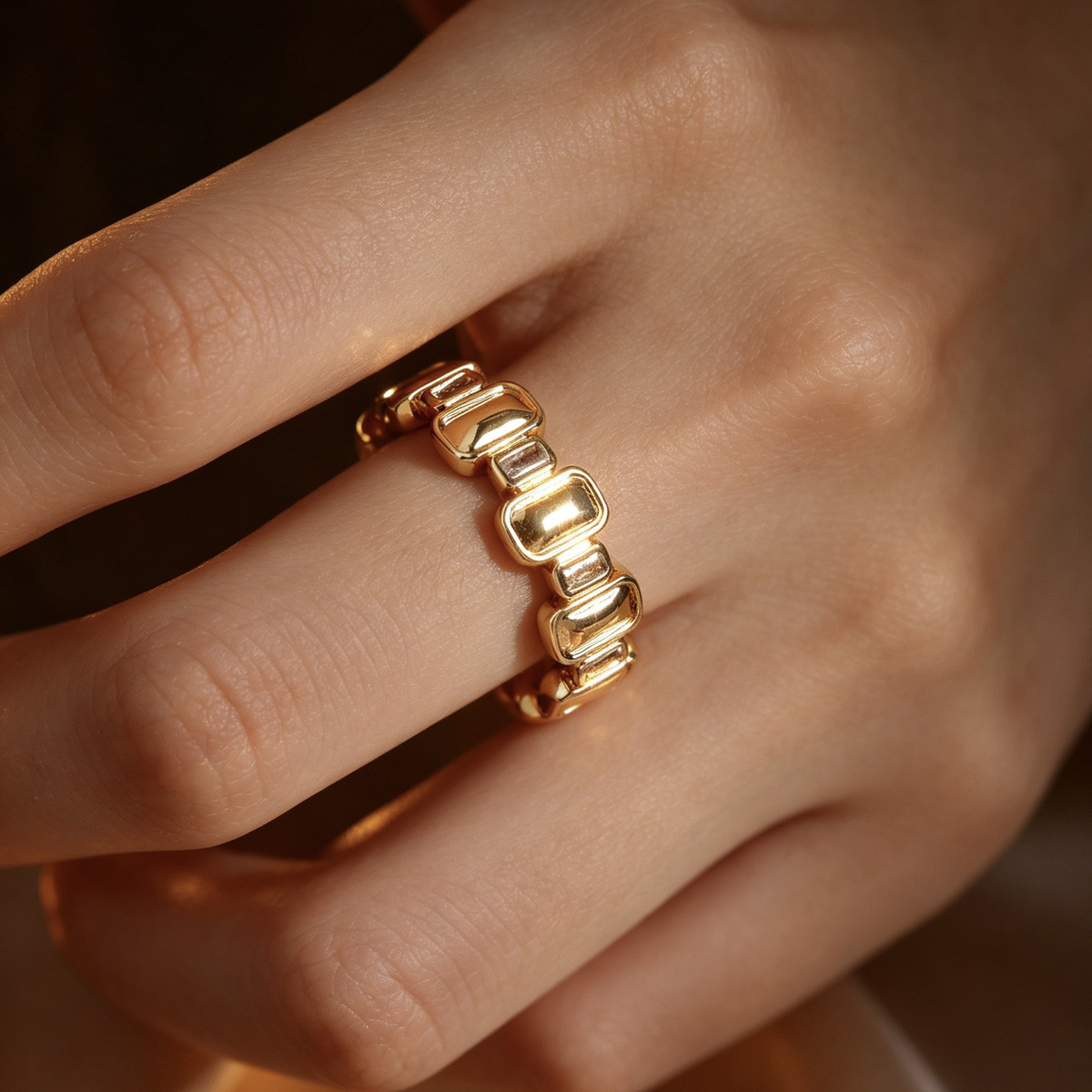 French Style Easy Round Pebble Splicing Open Ring, Daily Gift
