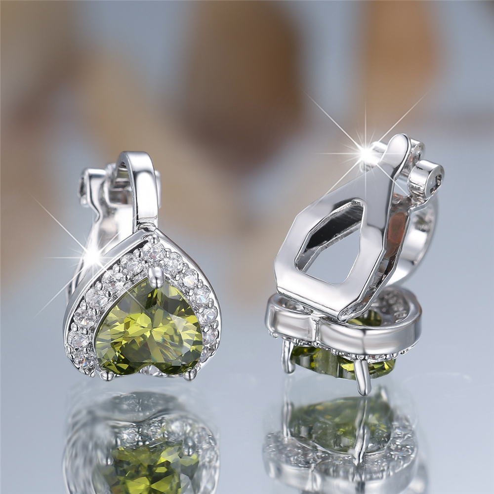 Stylish Heart-Shaped Clip-On Earrings with Synthetic Zirconia