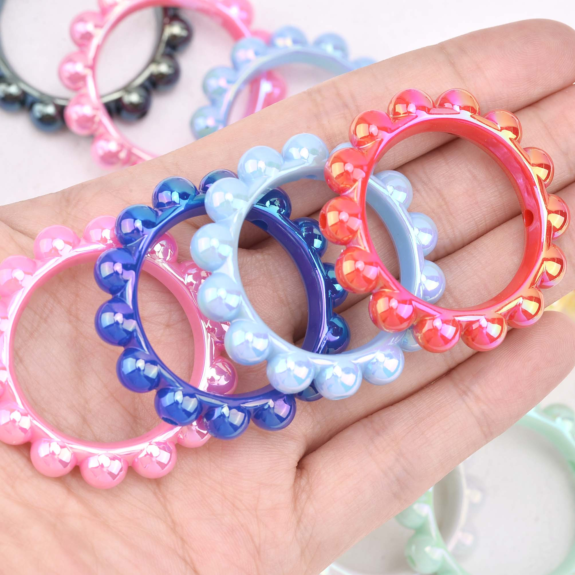 TEMU 20pcs Mixed Color Double Hole Sun Acrylic String Pen Beads Making Handicrafts Bracelets And Necklaces