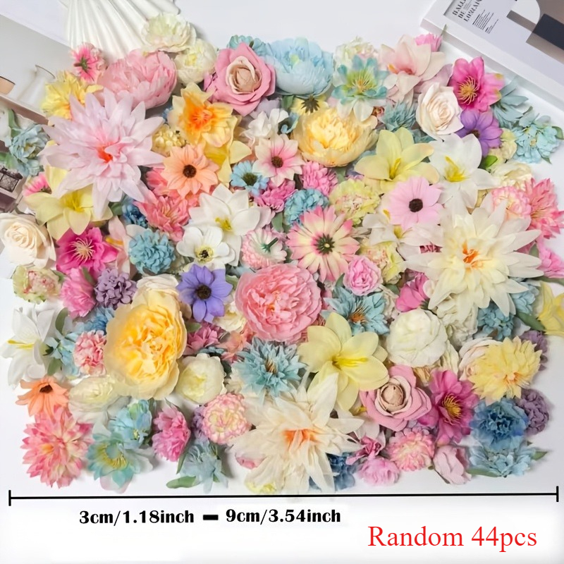 44 Stück wunderschöne künstliche Blumen Dekorationen, zufällige Mischung, mehrfarbige Blumen, für Hochzeitsdekorationen, Geburtstagsfeiern * Outdoor-Aktivitäten, Campus-Zeremonien, Halloween- und