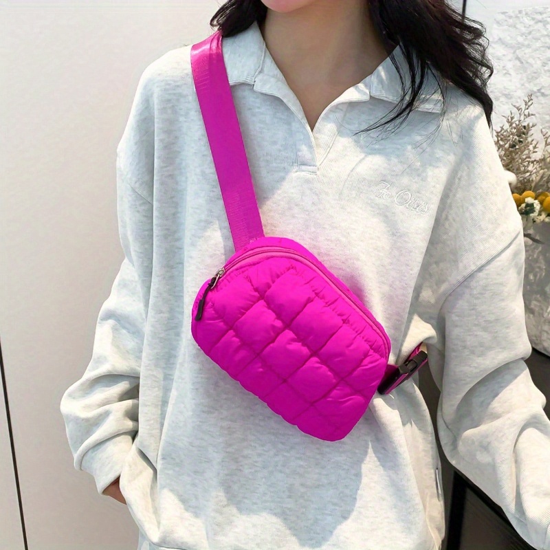 Image of Quilted Puffy Waist Bag, Fashion, Super Comfy, Adjustable Crossbody Bag, Suitable For Women, Perfect For Running, Shopping, Hiking And Workout Organizer Storage Storage Bag Organization
